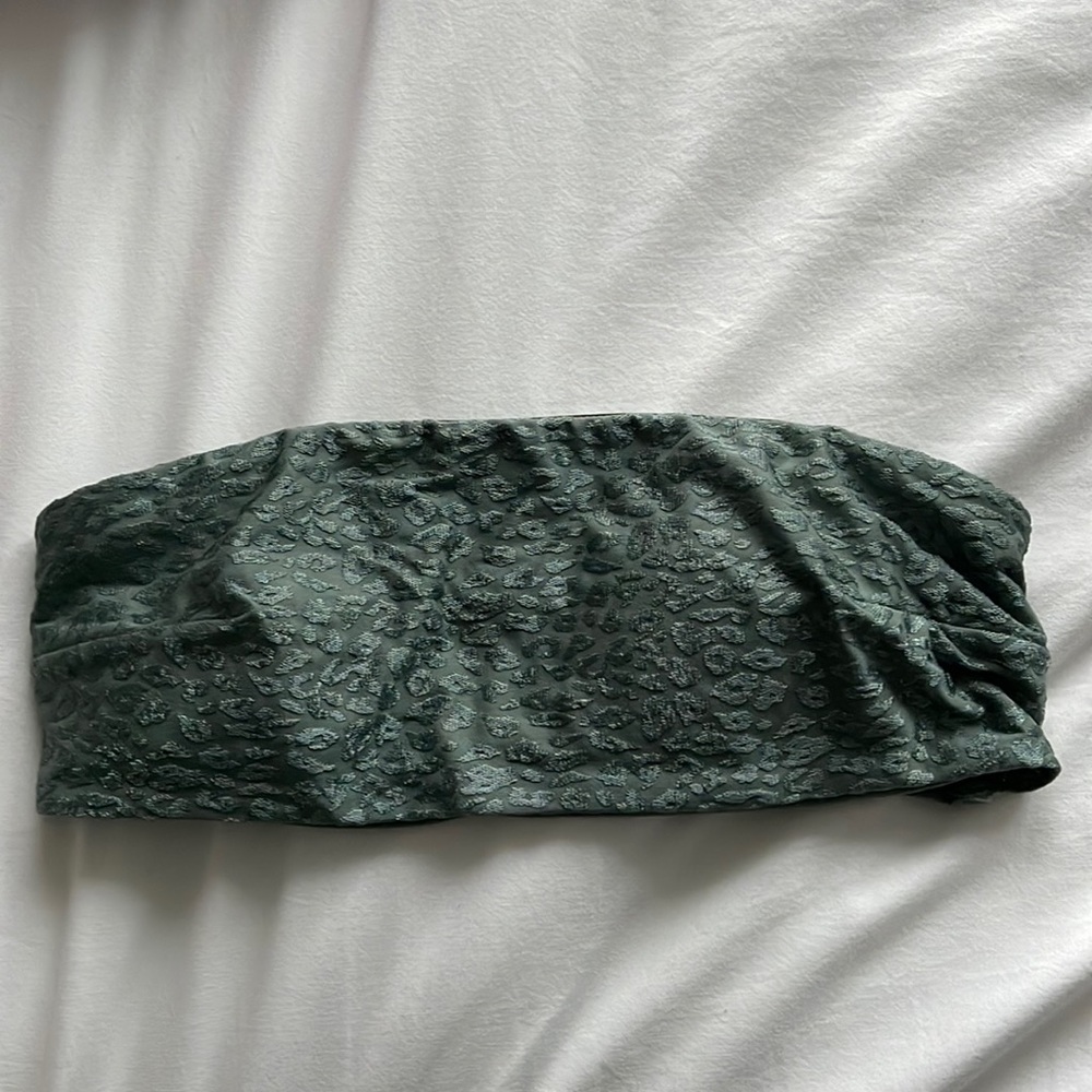 h&m green leopard bandeau bikini